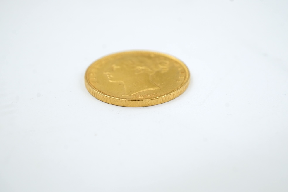 British Gold coins, Victoria, sovereign, 1866, die no. 75, about VF
